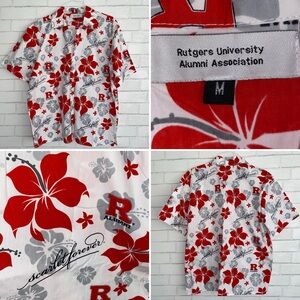 RU RUTGERS Alumni Scarlet Knights Hawaiian Shirt Mens MED EUC